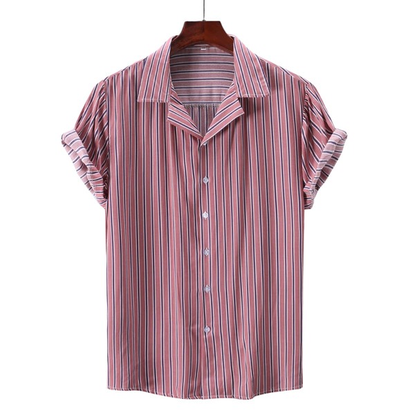 

Men Striped Button Up Shirt, Dusty pink
