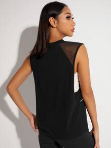 Easithlete Solid Raglan Sleeve Crop Sports Tee Gym Top Fitted Shirtworkout Tank Top - Black - View 2