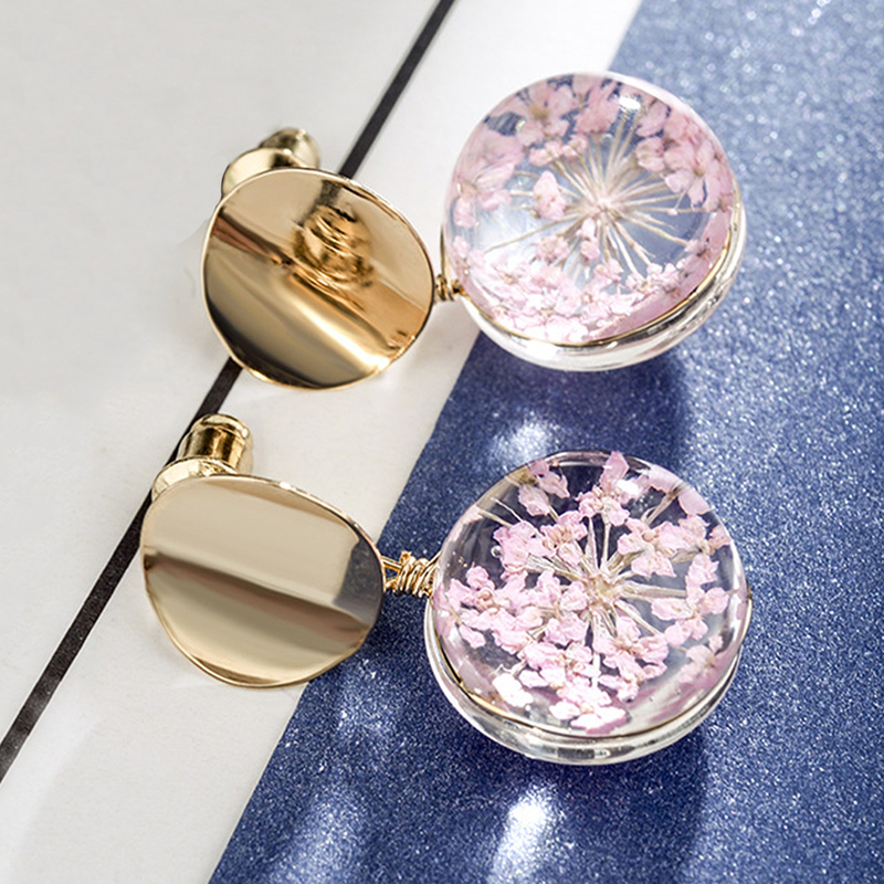 

Floral Charm Drop Earrings, Clear