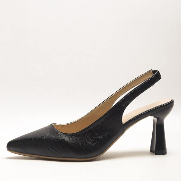 

Minimalist Sculptural Slingback Pumps, Black