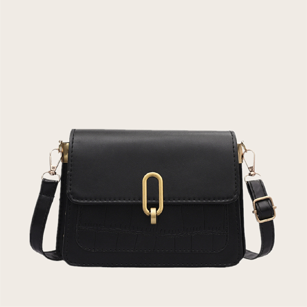 

Croc Embossed Flap Crossbody Bag, Black