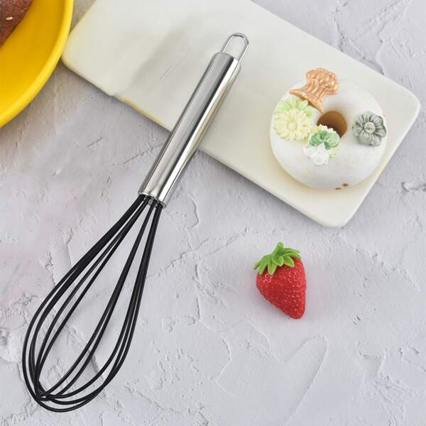 

1pc Silicone Whisk, Black