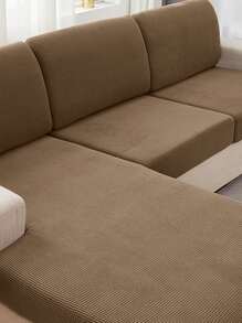 1pc Plain Sofa Seat Cushion Cover, Simple Sofa Seat Dust Cover For Home - Brown - View 7
