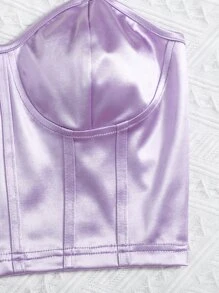 Chiquease 鏈條細節顺滑露肩吊帶短版上衣 - 紫丁香色 - 查看 5