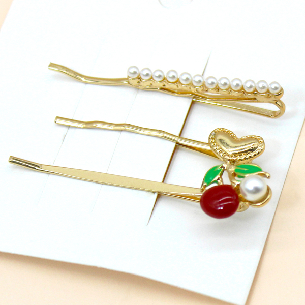 

3pcs Toddler Girls Faux Pearl Decor Hair Clip, Multicolor