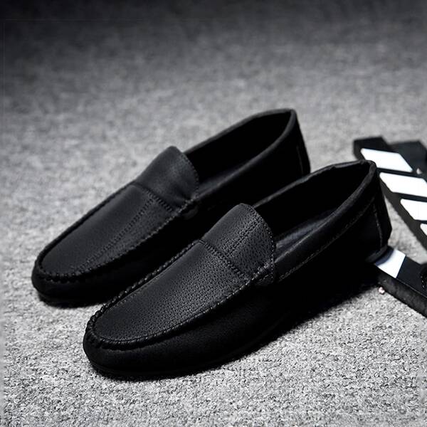 

Men Stitch Detail Loafers, Black