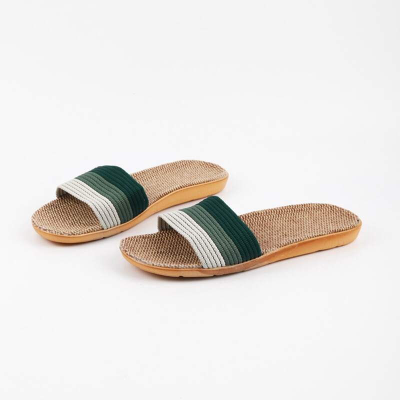 

Striped Pattern Straw Design Slides, Green