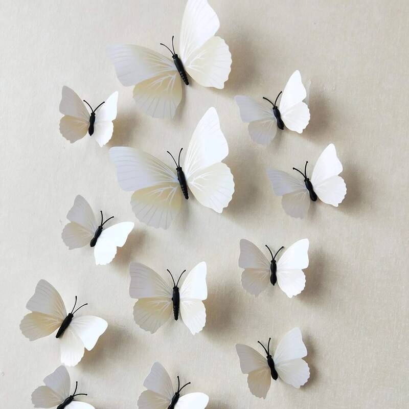 

12pcs Butterfly Wall Sticker, White