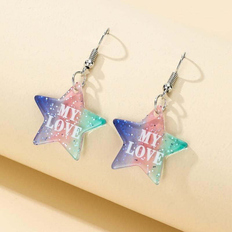 

Star Charm Drop Earrings, Multicolor