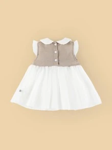 Peninsula Baby 女婴拼接網紗蝴蝶結連衣裙 - 彩色 - 查看 2