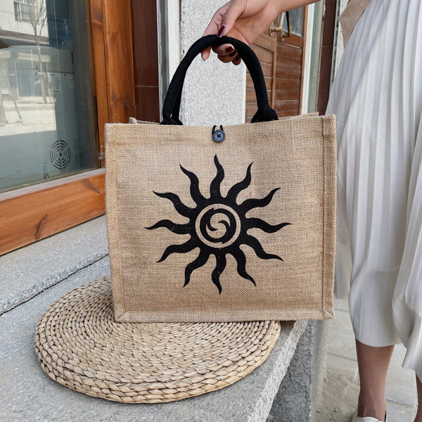 

Sun Graphic Tote Bag, Khaki