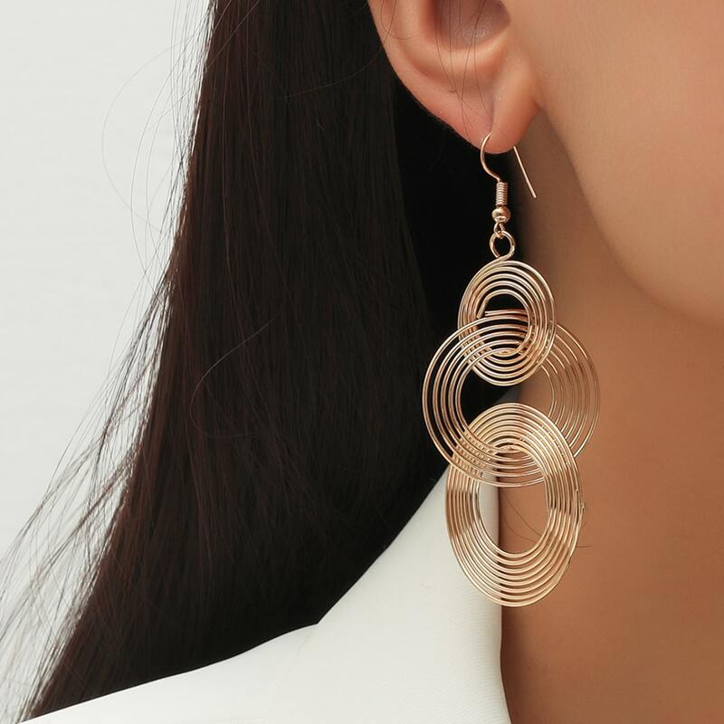 

Geo Linked Charm Earrings, Gold