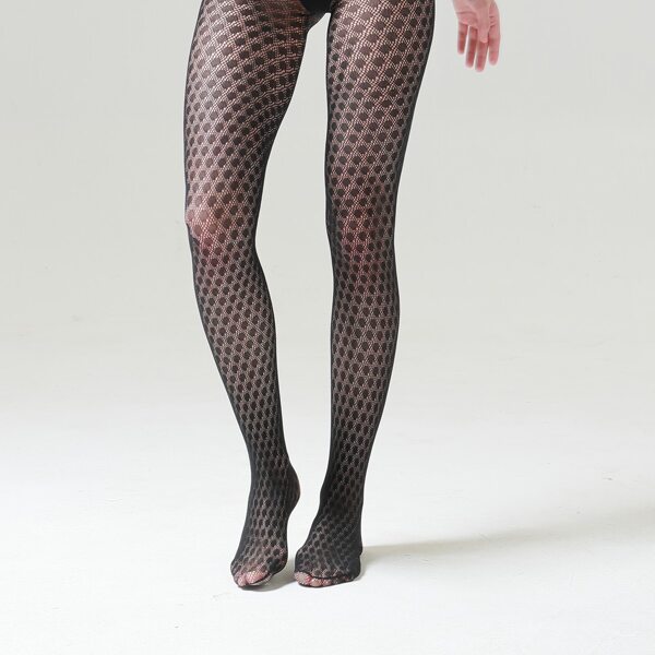 

Polka Dot Fishnet Tights, Black