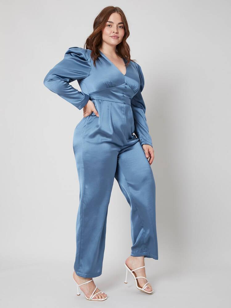 SHEIN グラマラス ファスナー 無地 プラスサイズジャンプスーツ