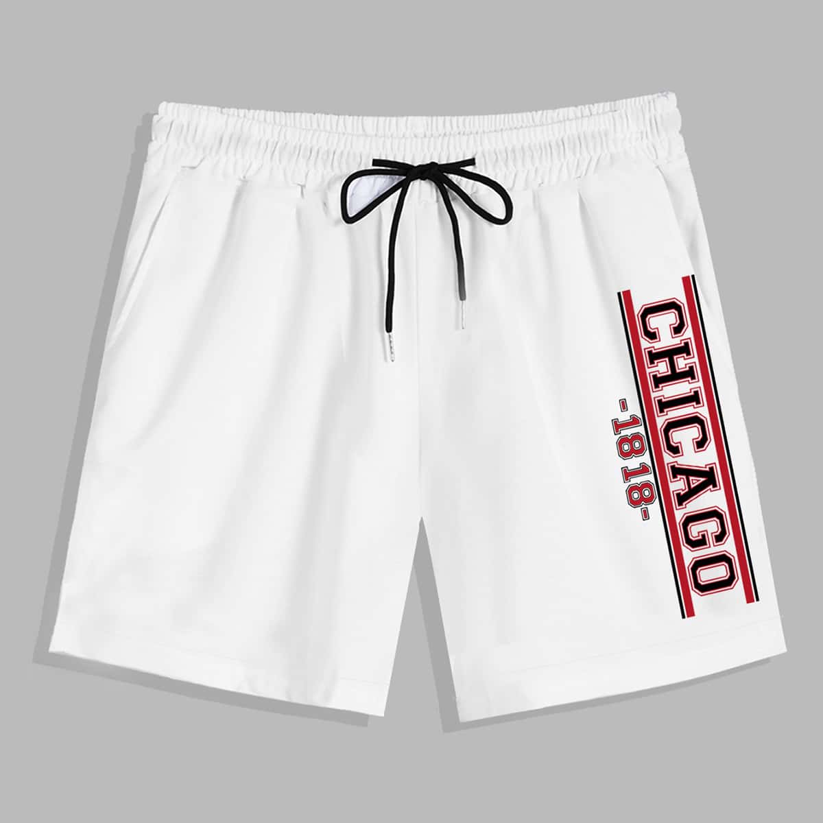 

Guys Letter Drawstring Shorts, White