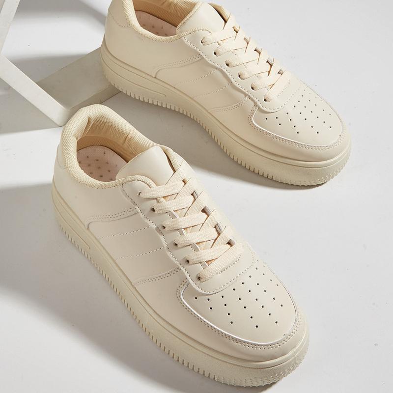 

Minimalist Lace-up Front Low-top Sneakers, Beige