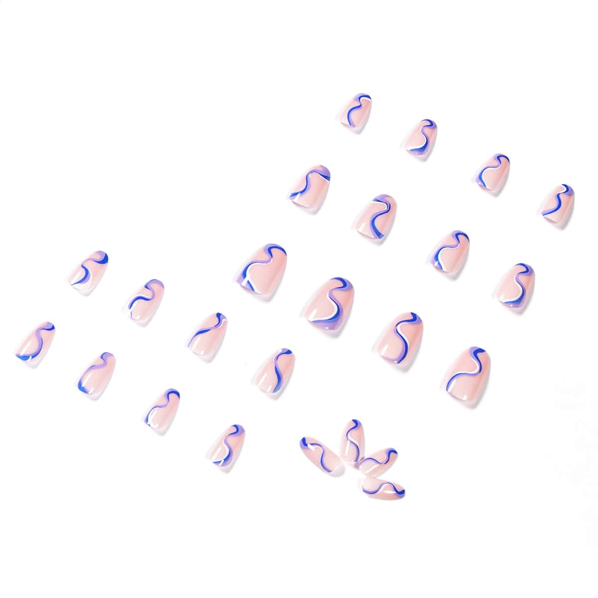 

24pcs Graphic Fake Nail, Multicolor
