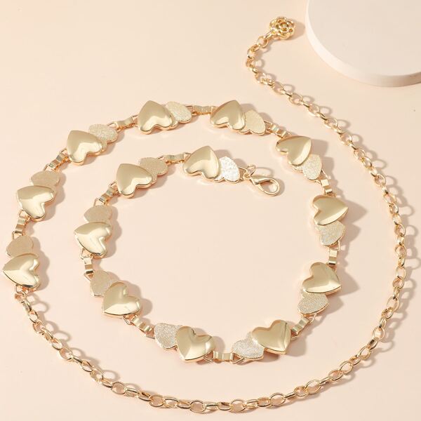 

Heart Decor Chain Belt, Gold