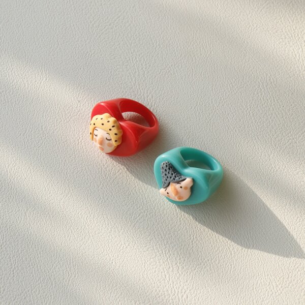 

2pcs Resin Ring, Multicolor