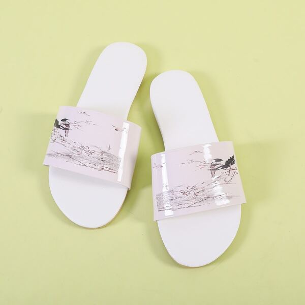 

Landscape Graphic Slide Sandals, White