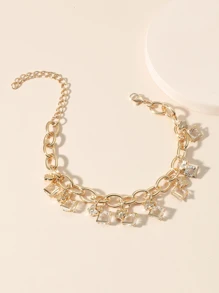 水鑽吊墜手鐲 - 金黃色 - 查看 2