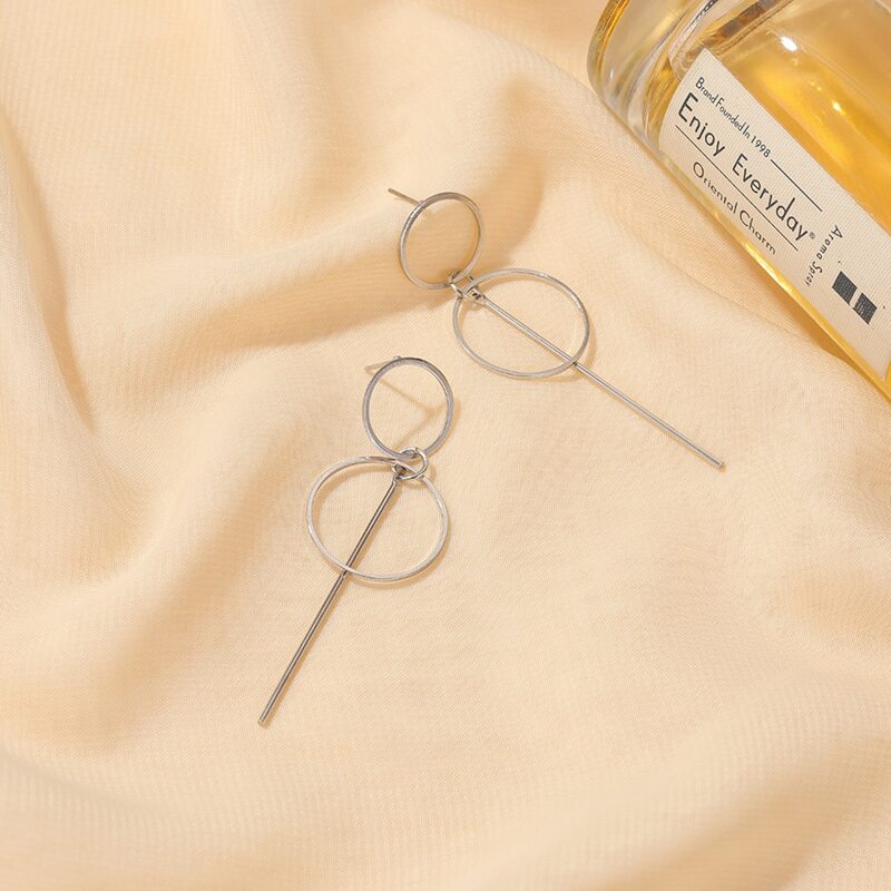 

Ring Linked Charm Earrings, Silver