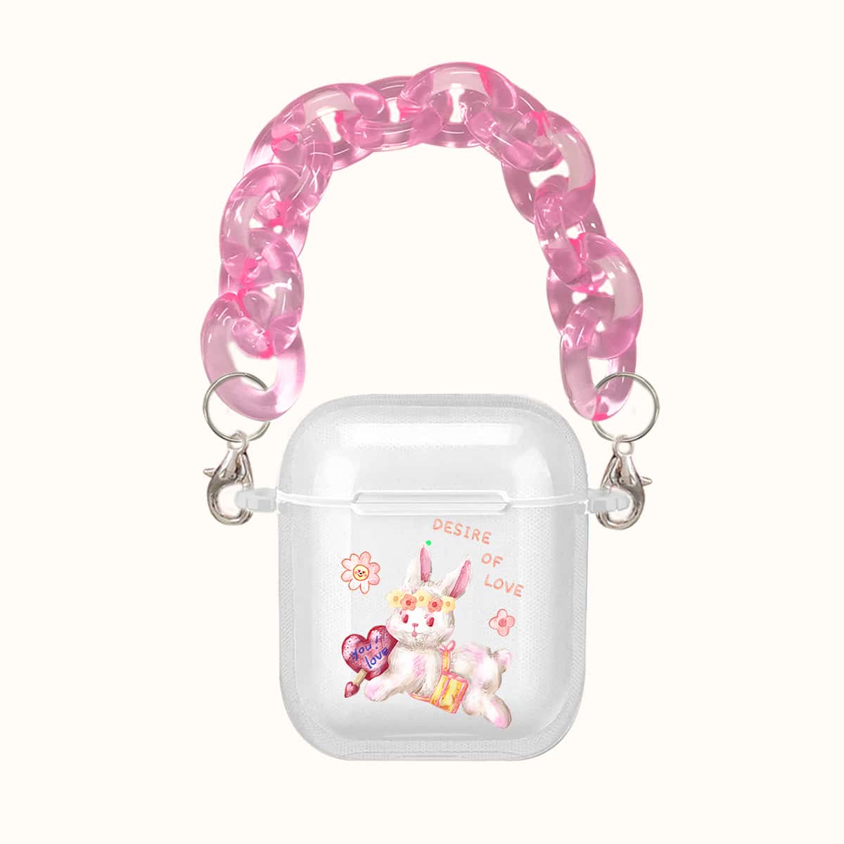 

Cartoon Rabbit Airpods Case, Clear