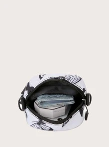 Mini Butterfly Graphic Crossbody Bag - Black and White - View 3