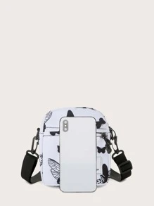 Mini Butterfly Graphic Crossbody Bag - Black and White - View 5