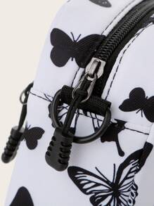 Mini Butterfly Graphic Crossbody Bag - Black and White - View 6