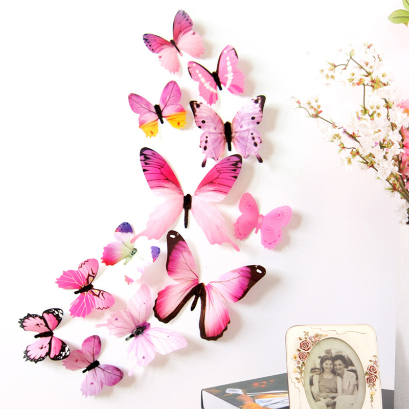 

12pcs Butterfly Wall Sticker, Multicolor