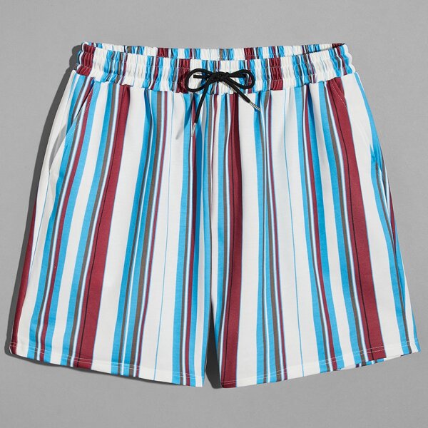 

Men Striped Print Drawstring Waist Shorts, Multicolor