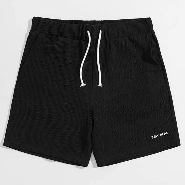 

Men Slogan Graphic Shorts, Black