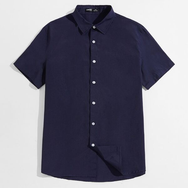 

Men Single Breasted Shirt, Navy blue