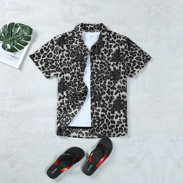 

Men 1pc Leopard Print Shirt, Multicolor