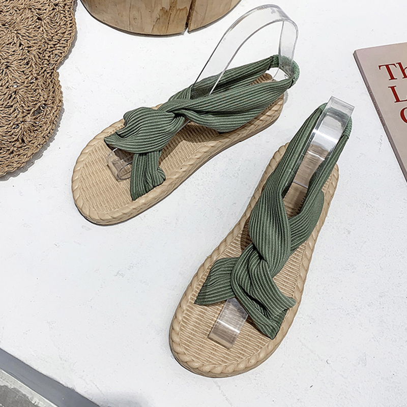 

Twist Design Slingback Sandals, Green