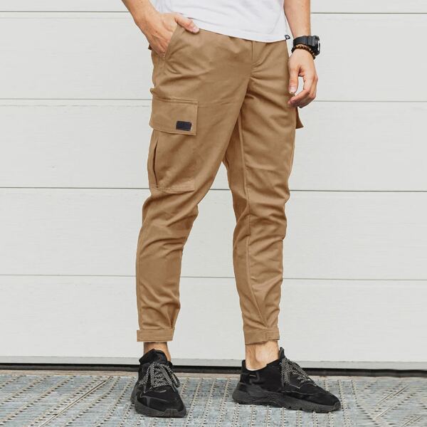 

Men Flap Pocket Cargo Pants, Khaki