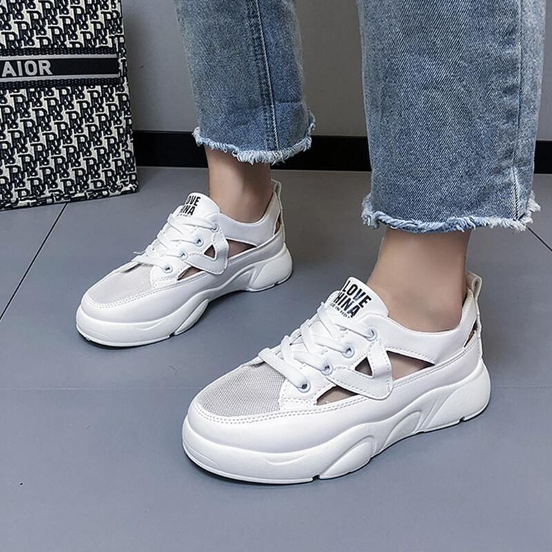 

Cut Out Lace-up Front Sneakers, White