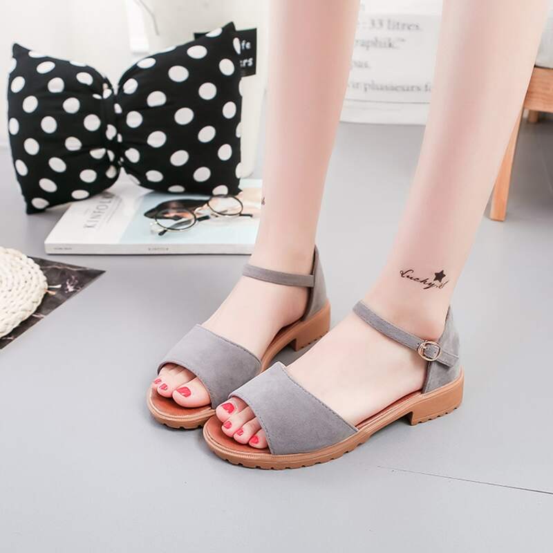 

Minimalist Buckle Decor Strappy Sandals, Grey