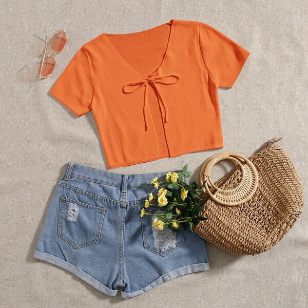 

Tie Front Cardigan, Orange