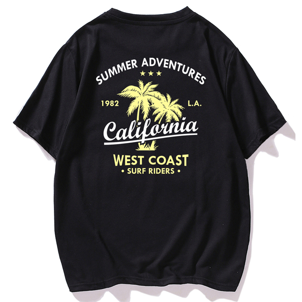 

Men Tropical And Letter Graphic Tee, Black