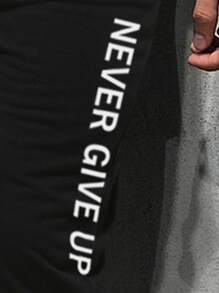 Manfinity Homme Quần thể thao Nam Dây kéo Túi Slogan - màu đen - Xem 4