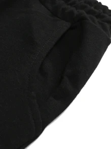 Manfinity Homme Quần thể thao Nam Dây kéo Túi Slogan - màu đen - Xem 6