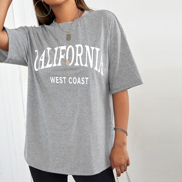 

Letter Graphic Drop Shoulder Tee, Grey