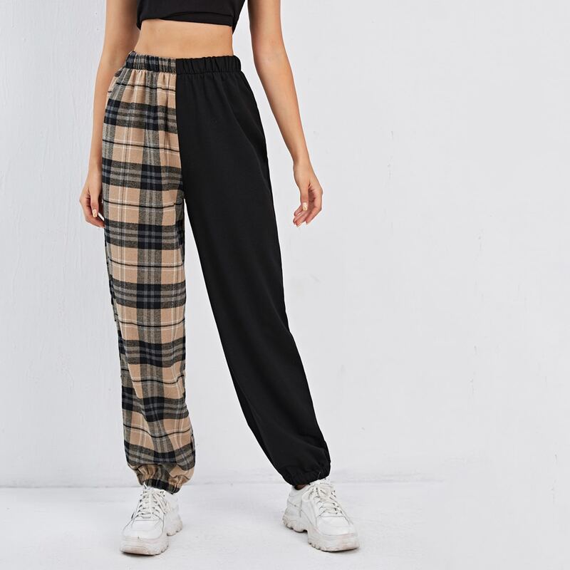 

Contrast Plaid Sweatpants, Multicolor