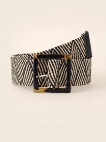 方形扣編織腰帶 波西米亞風格 - 彩色 - 查看 1