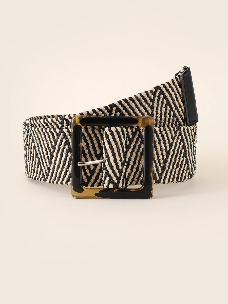 方形扣編織腰帶 波西米亞風格 - 彩色 - 查看 1