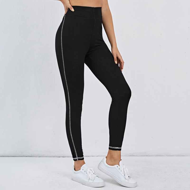

Stitching Trim Leggings, Black