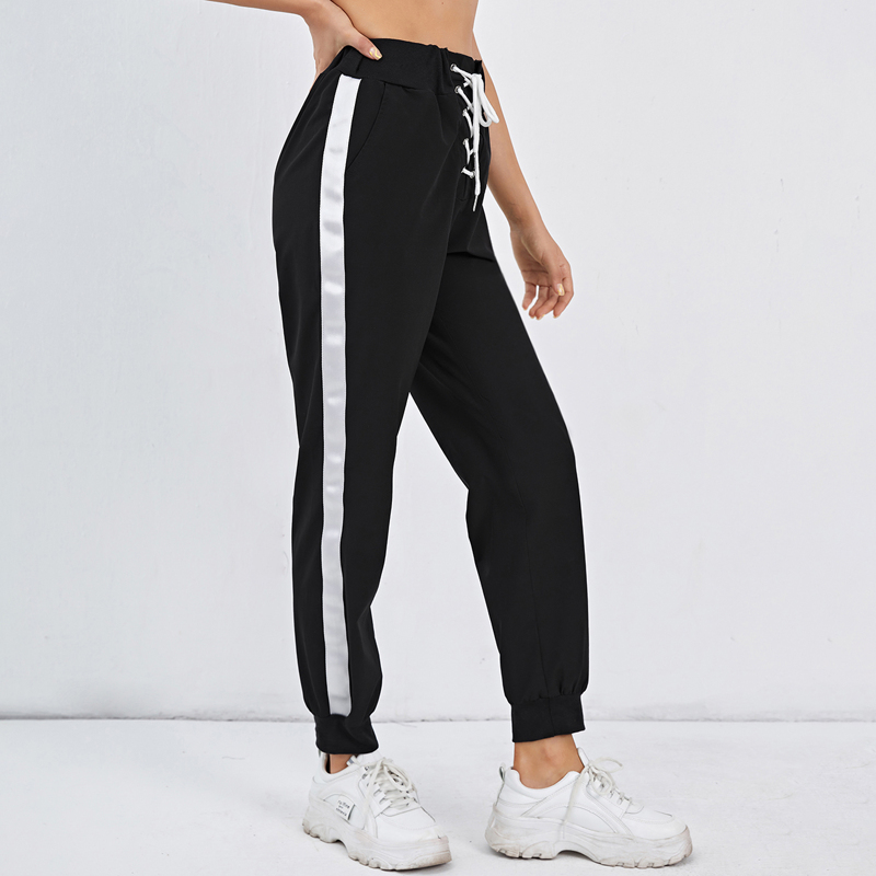 

Tape Lace Up Pants, Black
