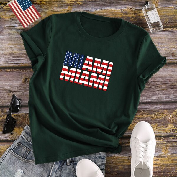

Plus Stars And Stripes Print Tee, Dark green